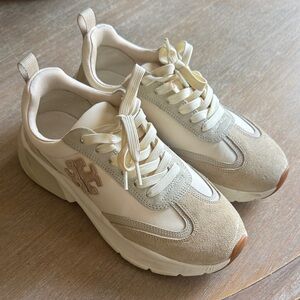 Tory Burch Cream and Tan Sneakers